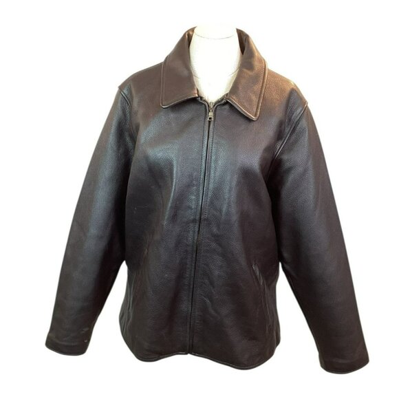 Eddie Bauer Stine Legend Moto Jacket Womens XL Genuine Pebbled Leather Jacket Bl - Picture 2 of 11